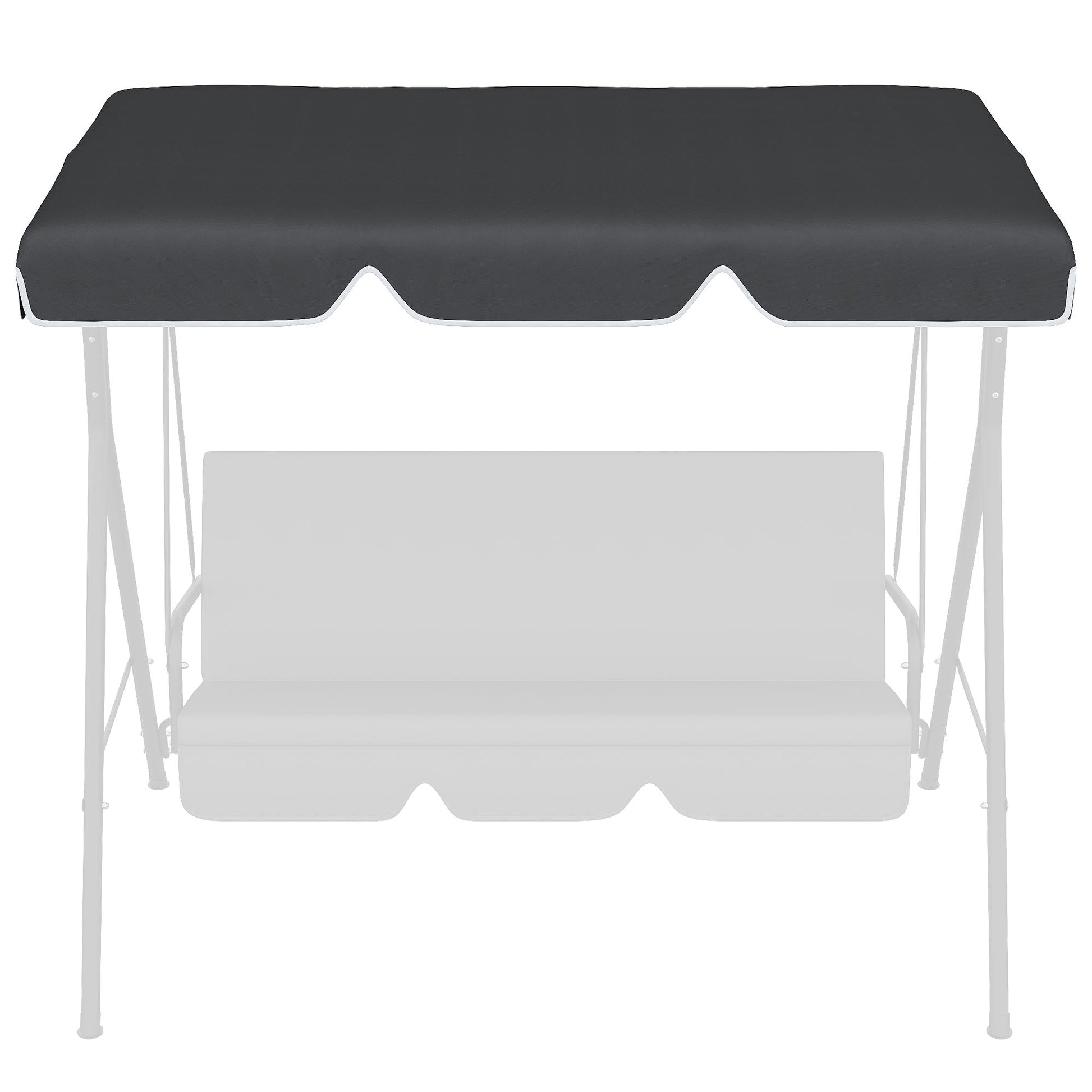 2 Seater Swing Canopy Replacement, Outdoor Swing Seat Top Cover, UV50+ Sun Shade (Canopy Only), Black Porch Swings with Canopy   at Gallery Canada