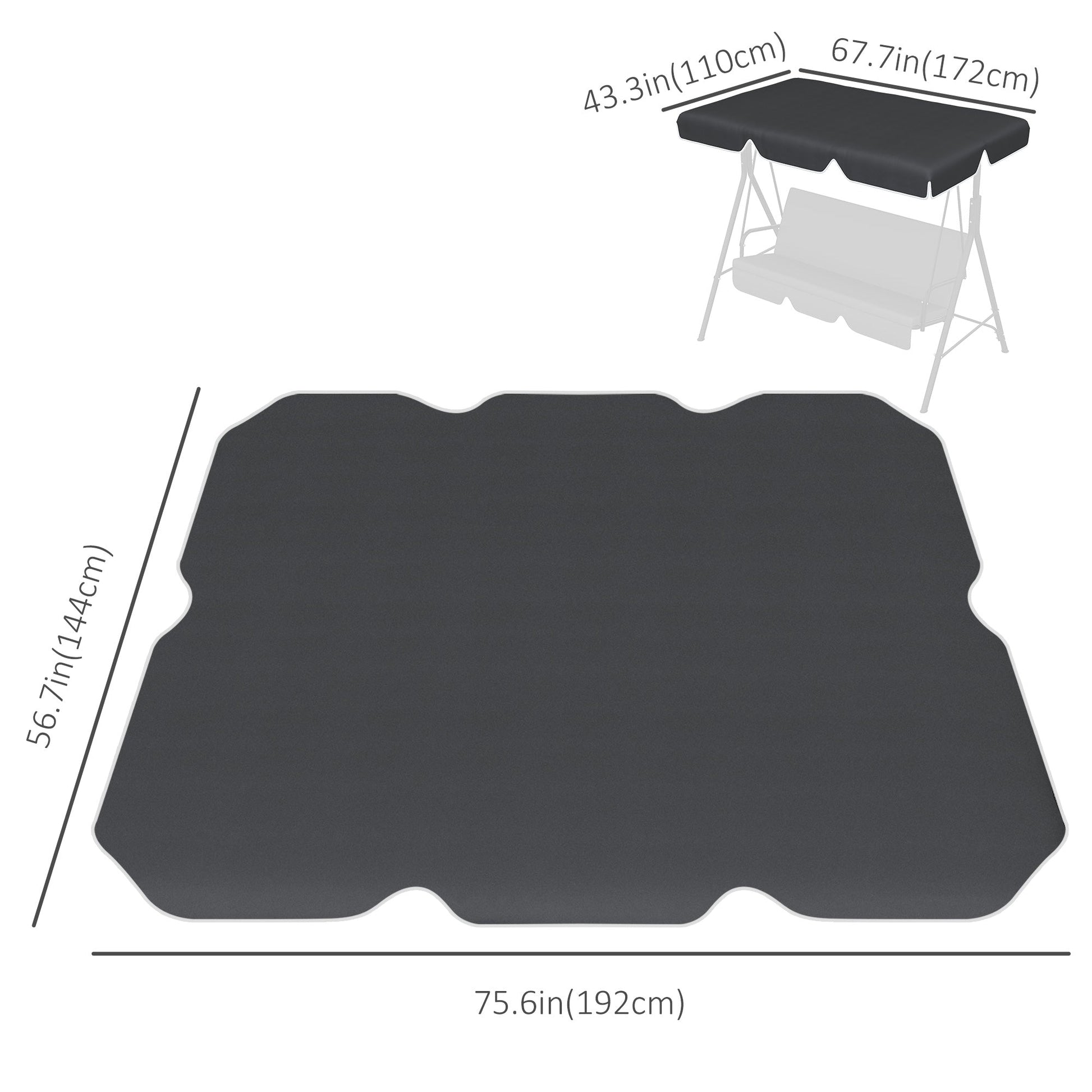 2 Seater Swing Canopy Replacement, Outdoor Swing Seat Top Cover, UV50+ Sun Shade (Canopy Only), Black Porch Swings with Canopy   at Gallery Canada