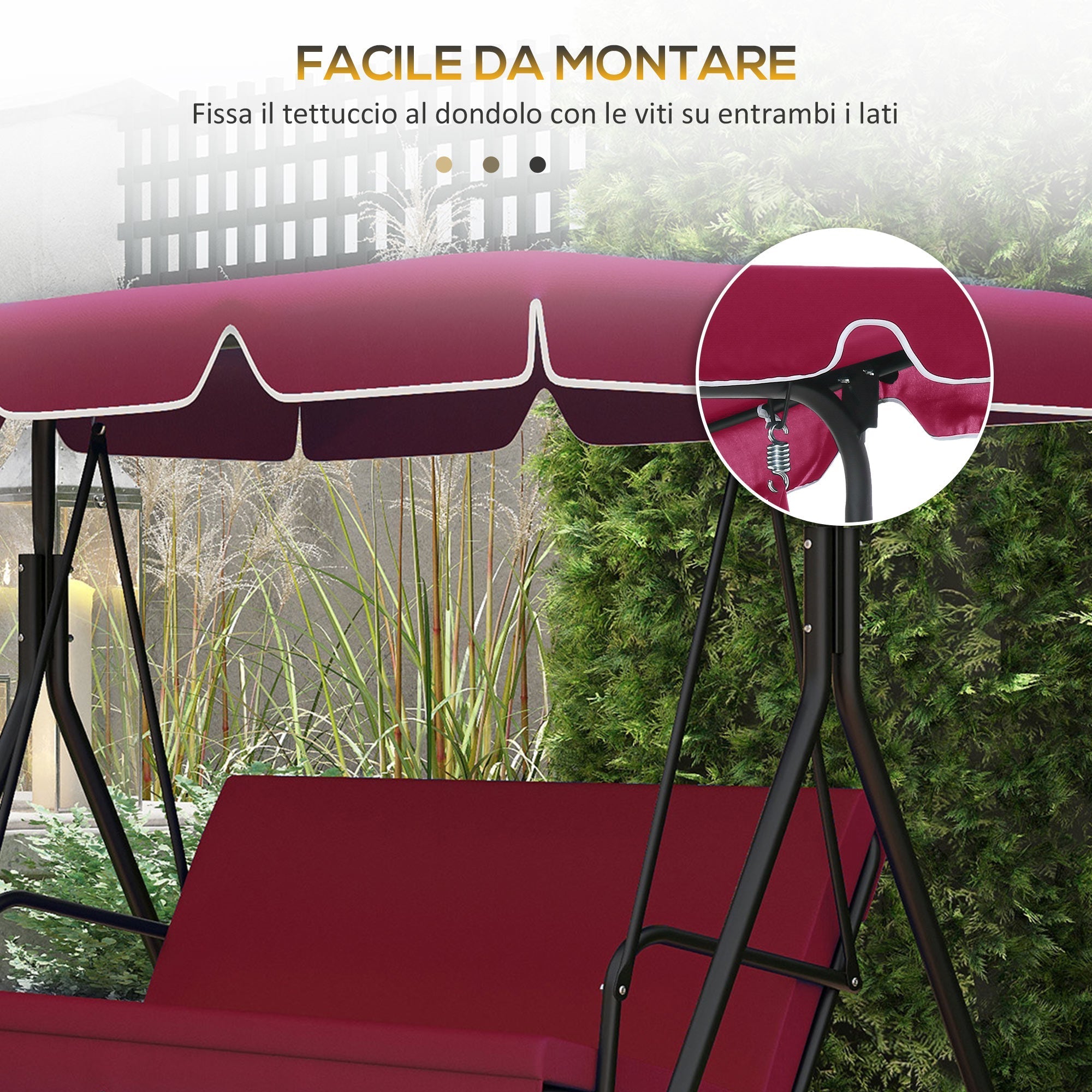 2 Seater Swing Canopy Replacement, Outdoor Swing Seat Top Cover, UV50+ Sun Shade (Canopy Only), Wine Red Porch Swings with Canopy   at Gallery Canada