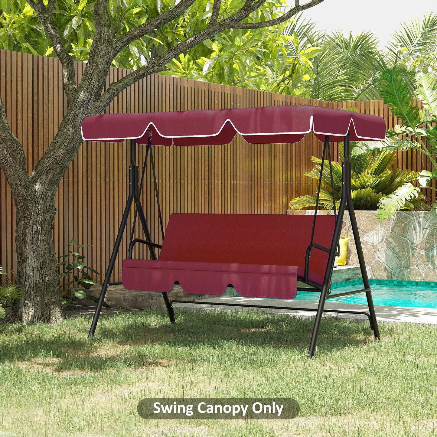 2 Seater Swing Canopy Replacement, Outdoor Swing Seat Top Cover, UV50+ Sun Shade (Canopy Only), Wine Red Porch Swings with Canopy   at Gallery Canada