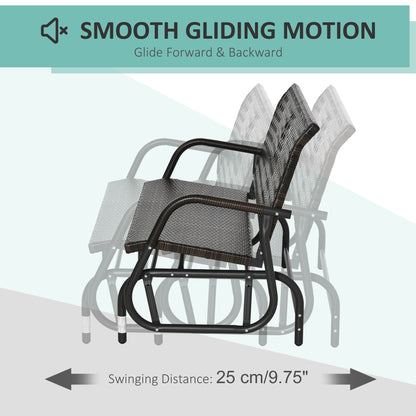 Extra Wide 2-Seater Wicker Glider Bench with Curved Backrest for Outdoors, Brown Outdoor Gliders   at Gallery Canada