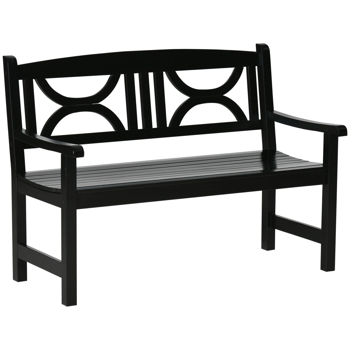 2-Seater Wooden Garden Bench 4FT Outdoor Patio Loveseat for Yard, Lawn, Porch, Black Outdoor Benches Black  at Gallery Canada