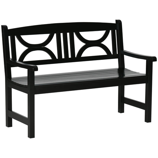 2-Seater Wooden Garden Bench 4FT Outdoor Patio Loveseat for Yard, Lawn, Porch, Black - Gallery Canada