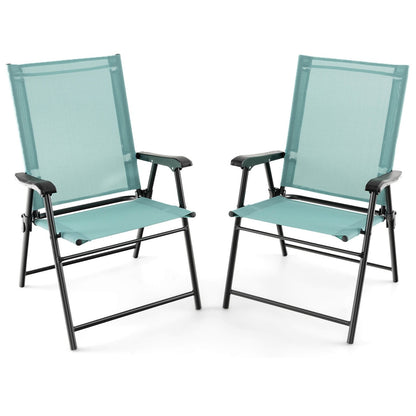 2 Set of Patio Dining Chair with Armrests and Metal Frame, Light Green Patio Dining Chairs   at Gallery Canada