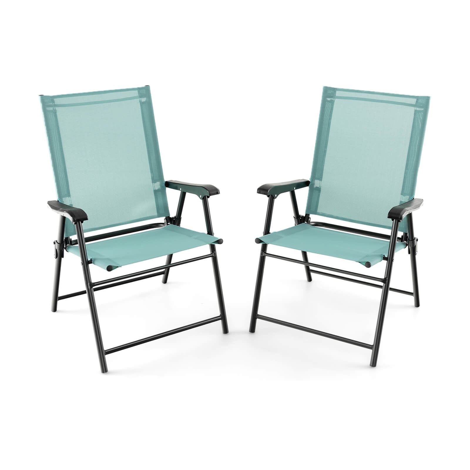 2 Set of Patio Dining Chair with Armrests and Metal Frame, Light Green Patio Dining Chairs   at Gallery Canada