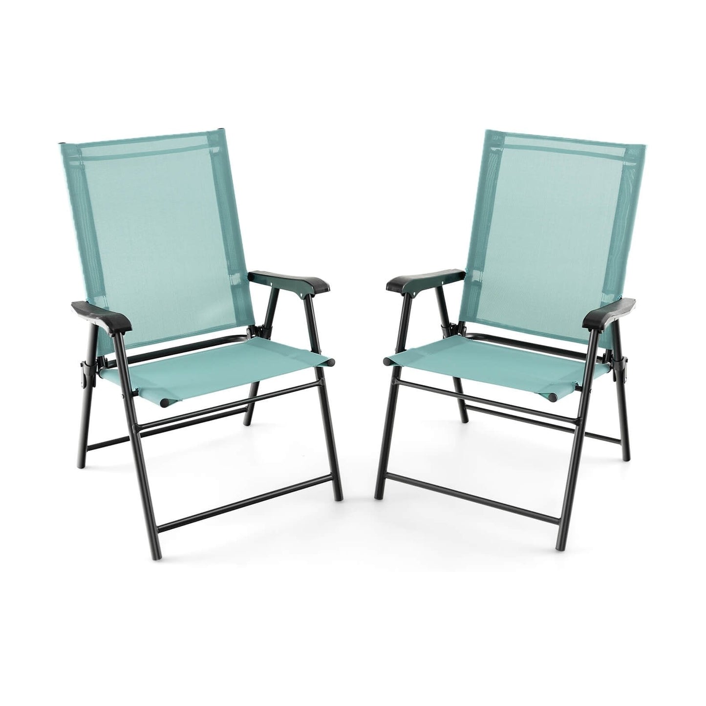 2 Set of Patio Dining Chair with Armrests and Metal Frame, Light Green Patio Dining Chairs   at Gallery Canada