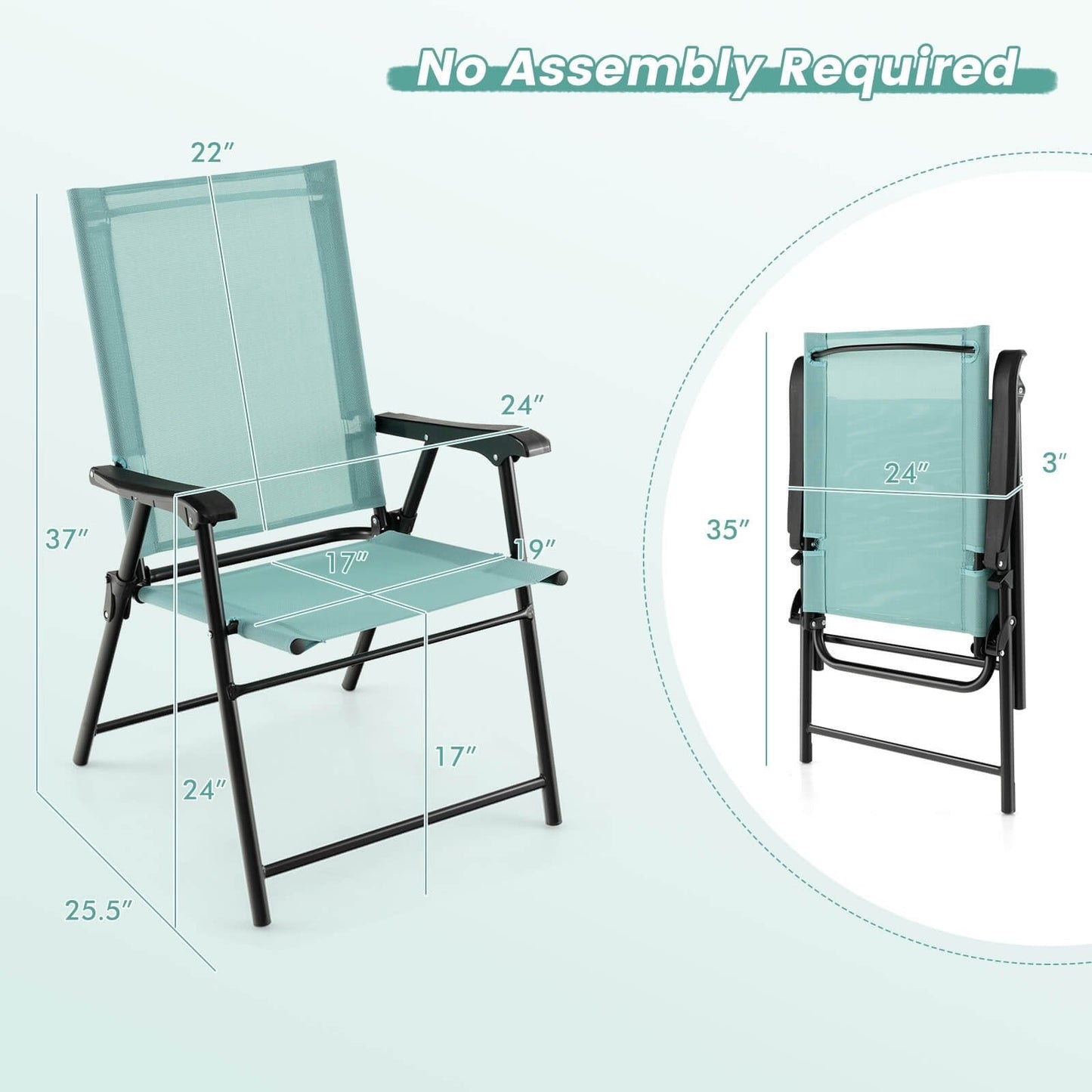 2 Set of Patio Dining Chair with Armrests and Metal Frame, Light Green Patio Dining Chairs   at Gallery Canada