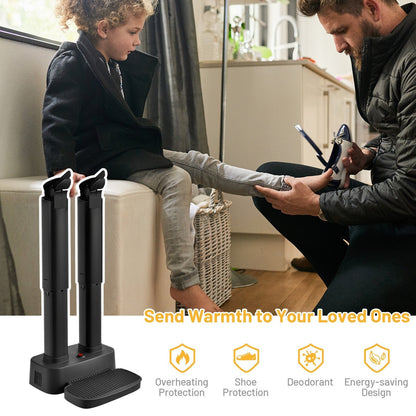 2-Shoe Electric Shoe Dryer with Portable Adjustable Warmer for Boots and Socks, Black Dryers   at Gallery Canada