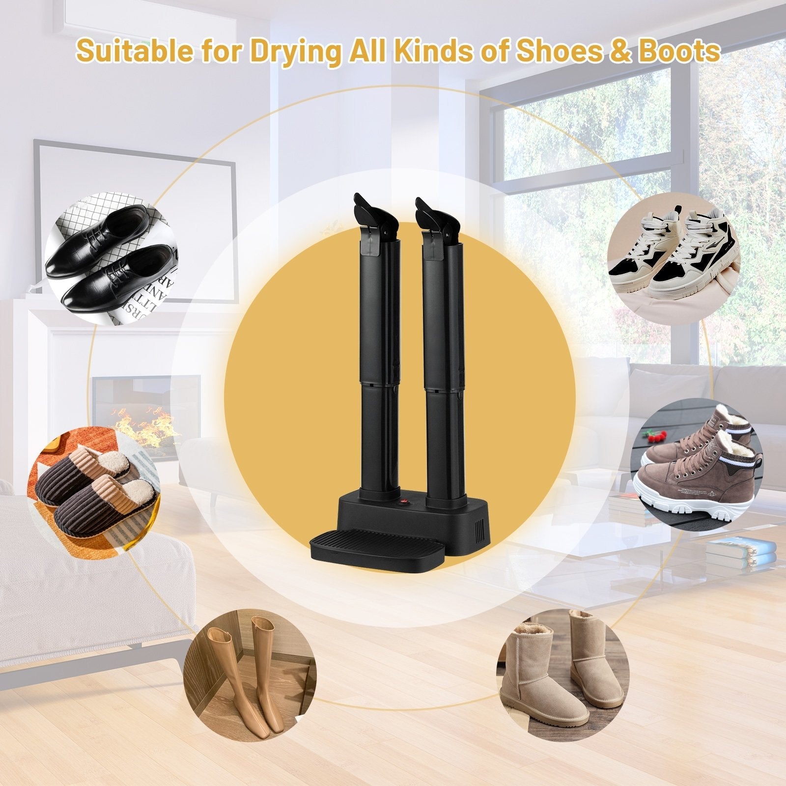 2-Shoe Electric Shoe Dryer with Portable Adjustable Warmer for Boots and Socks, Black Dryers   at Gallery Canada