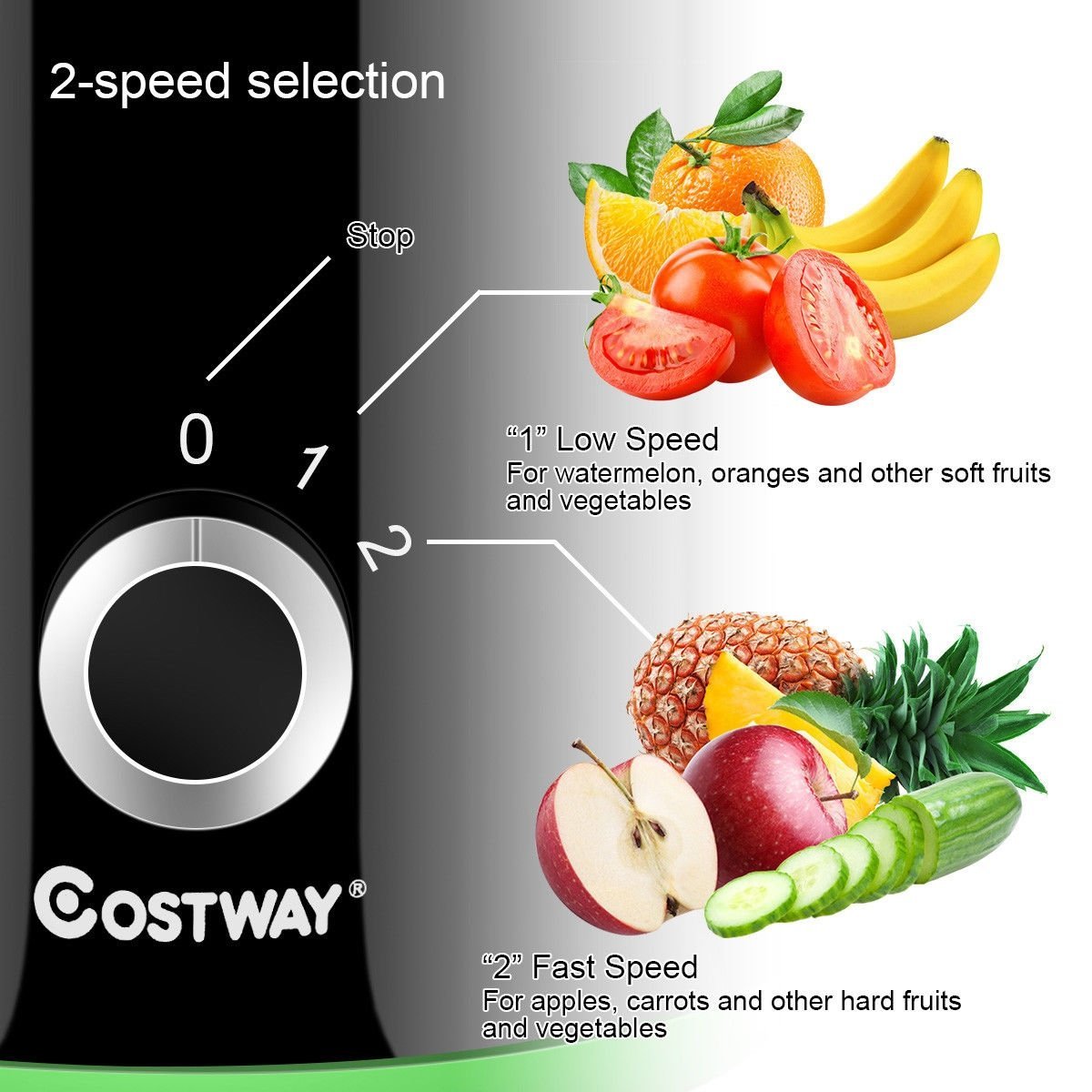 2 Speed Wide Mouth Fruit and Vegetable Centrifugal Electric Juicer, Black Juicers & Coffee Machines   at Gallery Canada