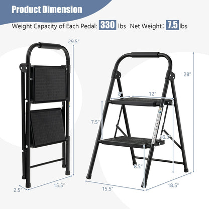 2-Step/3-Step Ladder with Wide Anti-Slip Pedal-2-Step, Black Ladders   at Gallery Canada