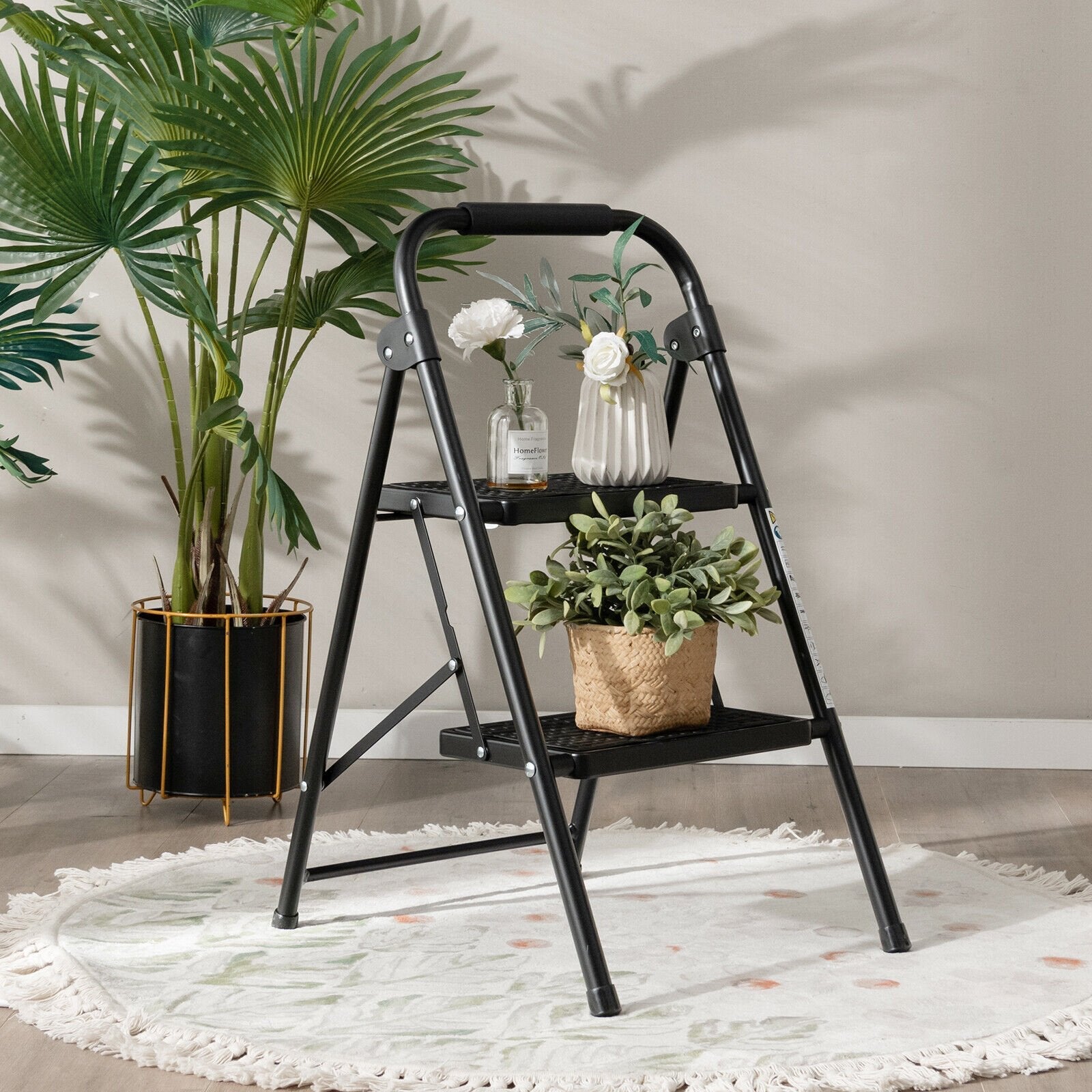 2-Step/3-Step Ladder with Wide Anti-Slip Pedal-2-Step, Black Ladders   at Gallery Canada