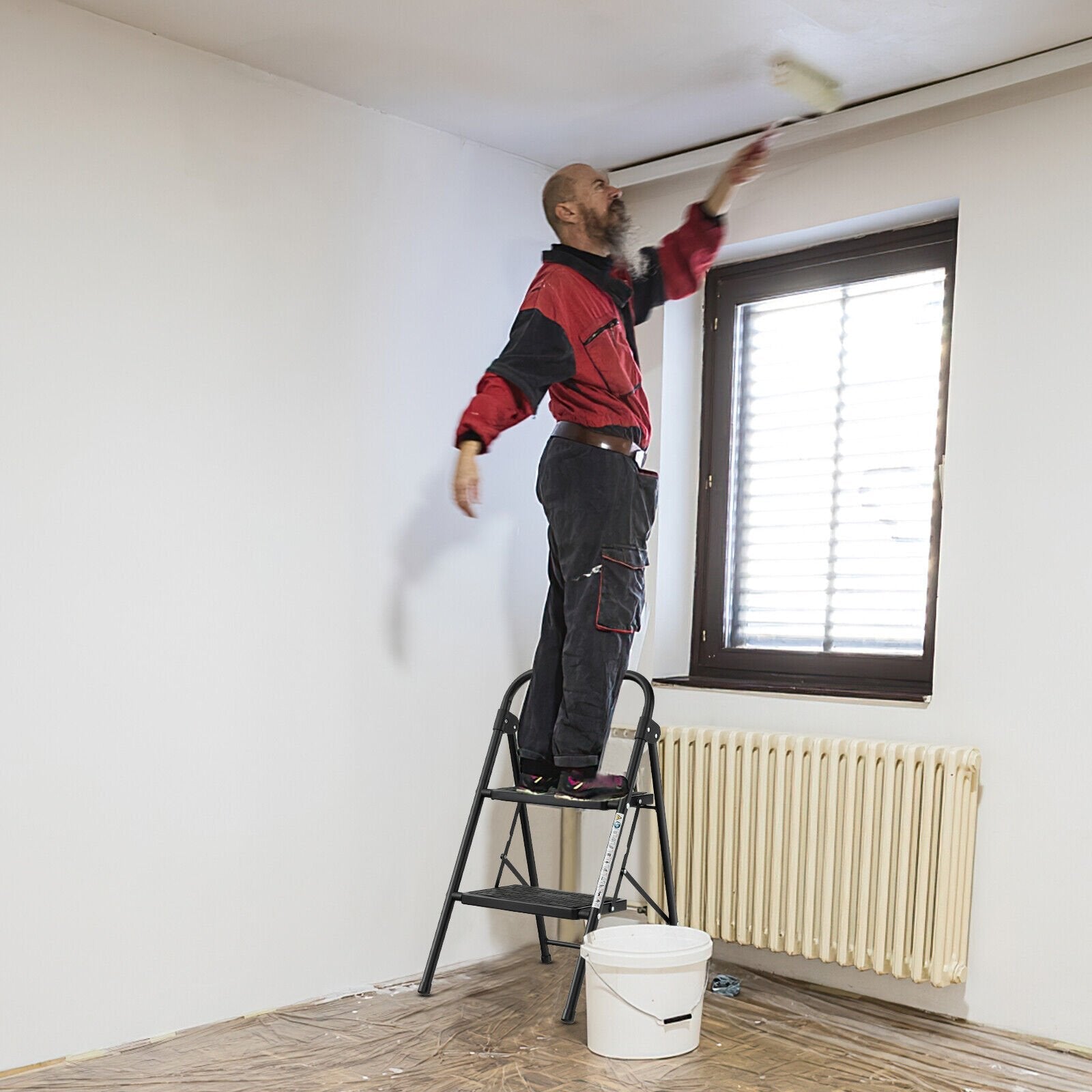 2-Step/3-Step Ladder with Wide Anti-Slip Pedal-2-Step, Black Ladders   at Gallery Canada