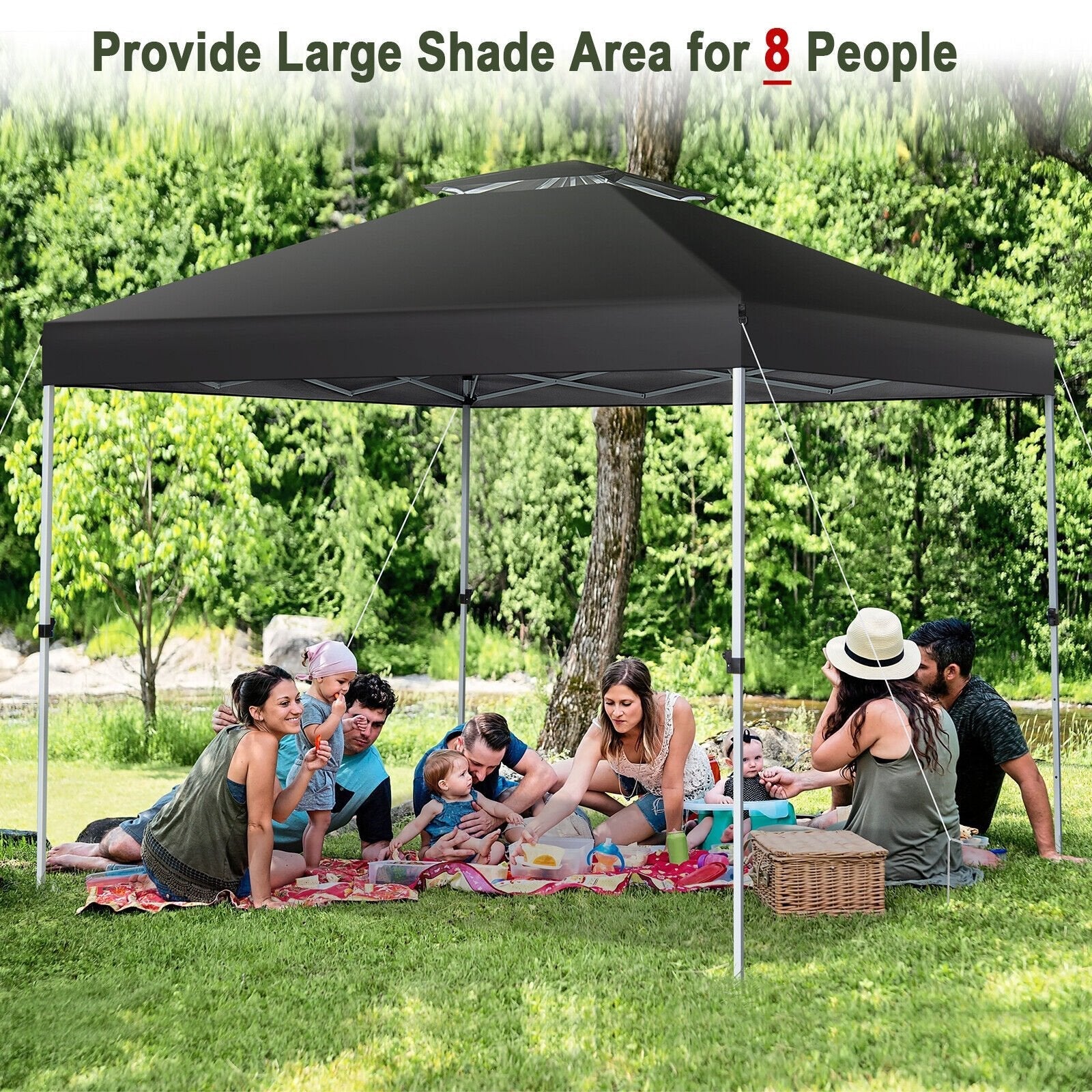 2-Tier 10 x 10 Feet Pop-up Canopy Tent with Wheeled Carry Bag, Black Canopies   at Gallery Canada