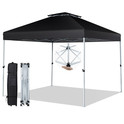 2-Tier 10 x 10 Feet Pop-up Canopy Tent with Wheeled Carry Bag, Black Canopies   at Gallery Canada