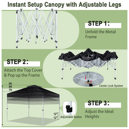 2-Tier 10 x 10 Feet Pop-up Canopy Tent with Wheeled Carry Bag, Black Canopies   at Gallery Canada