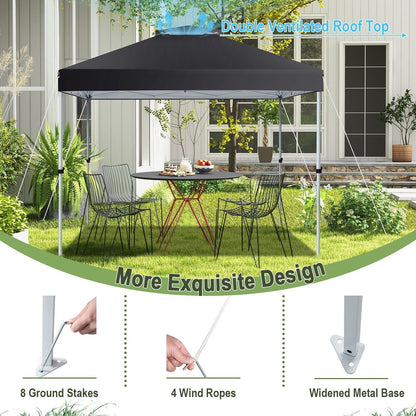 2-Tier 10 x 10 Feet Pop-up Canopy Tent with Wheeled Carry Bag, Black Canopies   at Gallery Canada