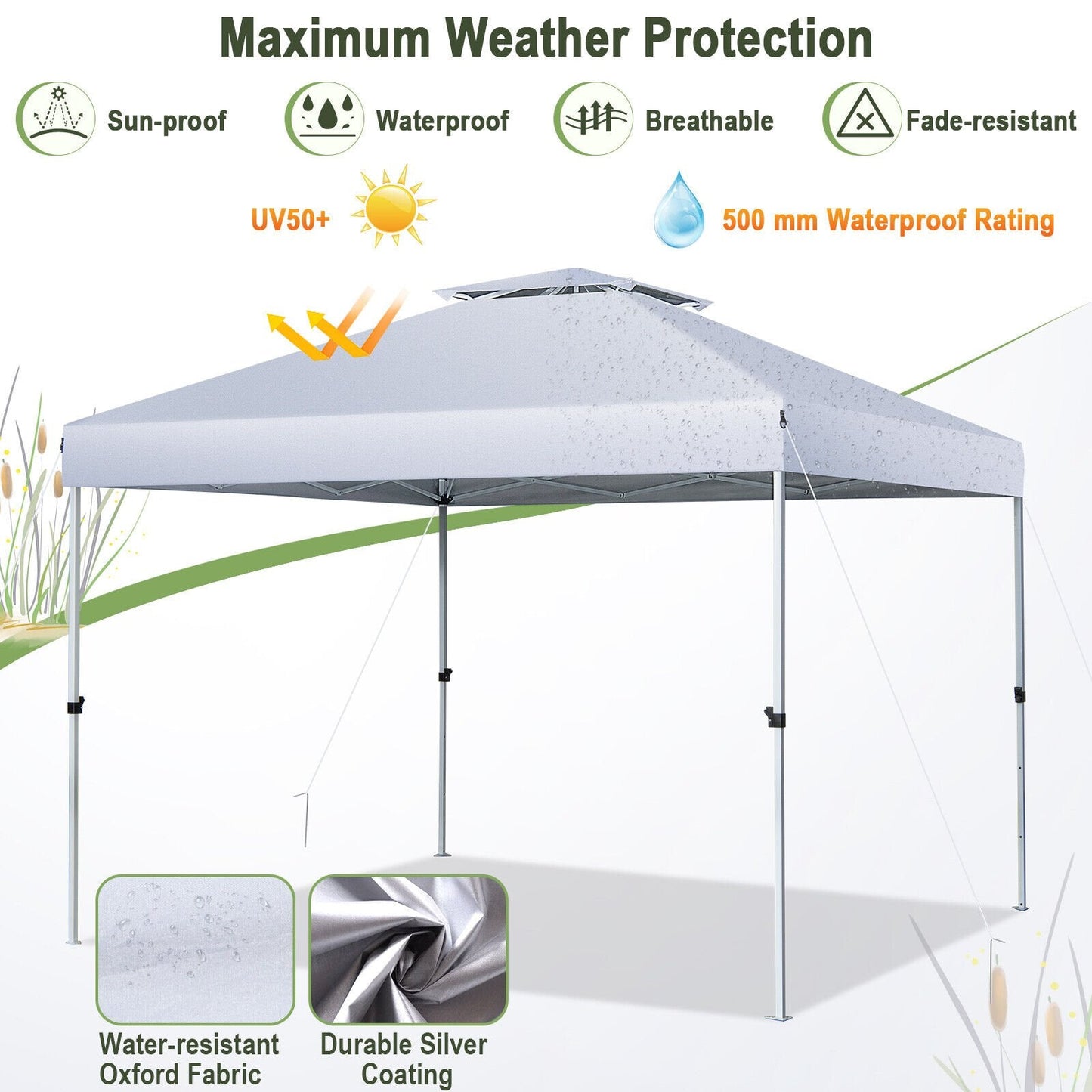 2-Tier 10 x 10 Feet Pop-up Canopy Tent with Wheeled Carry Bag, White Canopies   at Gallery Canada