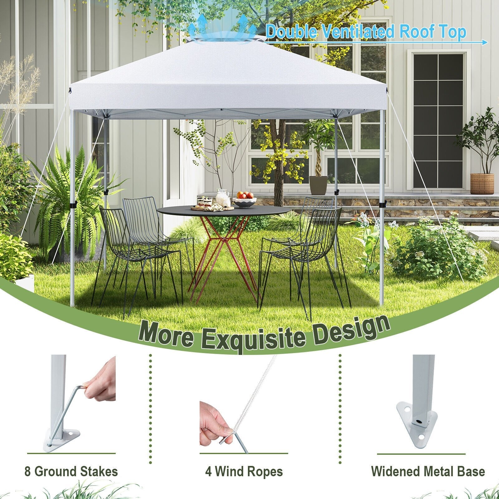 2-Tier 10 x 10 Feet Pop-up Canopy Tent with Wheeled Carry Bag, White Canopies   at Gallery Canada