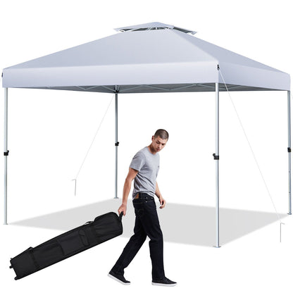 2-Tier 10 x 10 Feet Pop-up Canopy Tent with Wheeled Carry Bag, White Canopies   at Gallery Canada