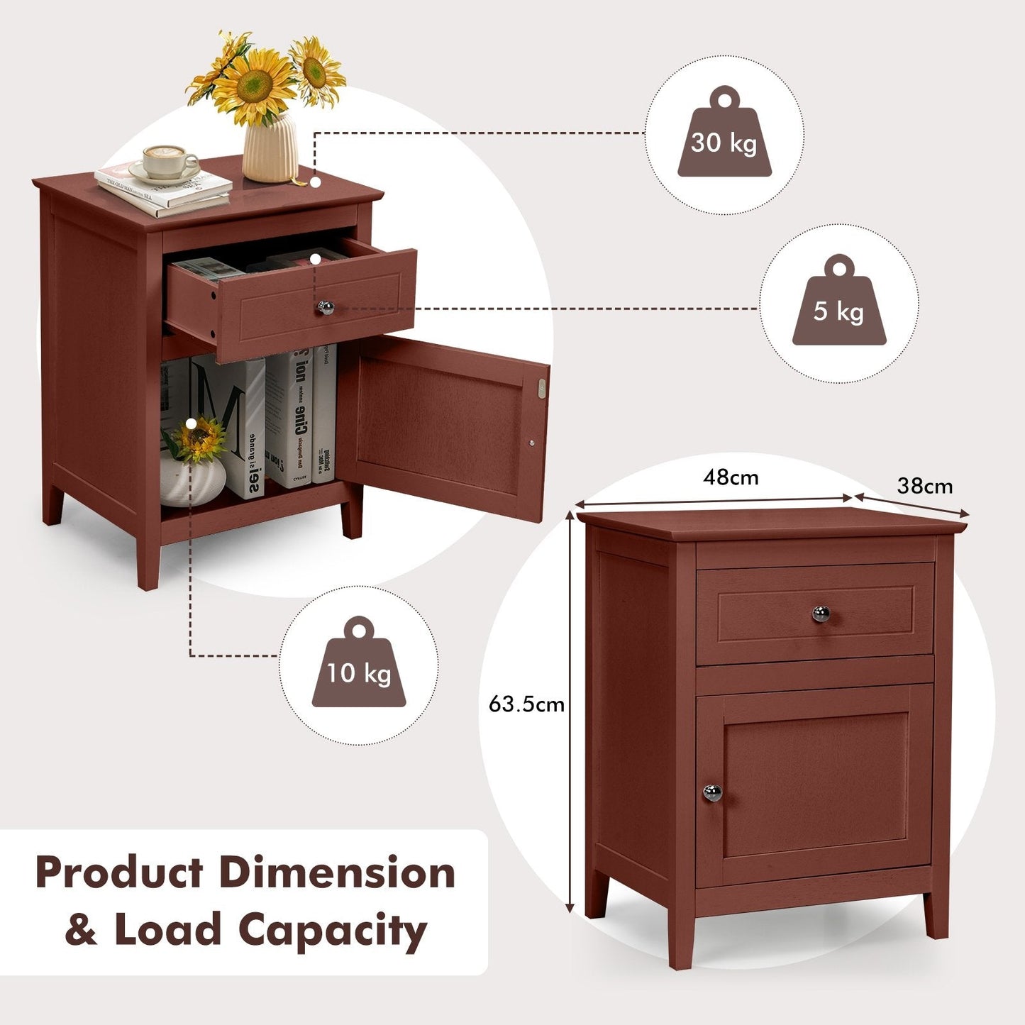 2-Tier Accent Table with Spacious Tabletop, Walnut Nightstands   at Gallery Canada