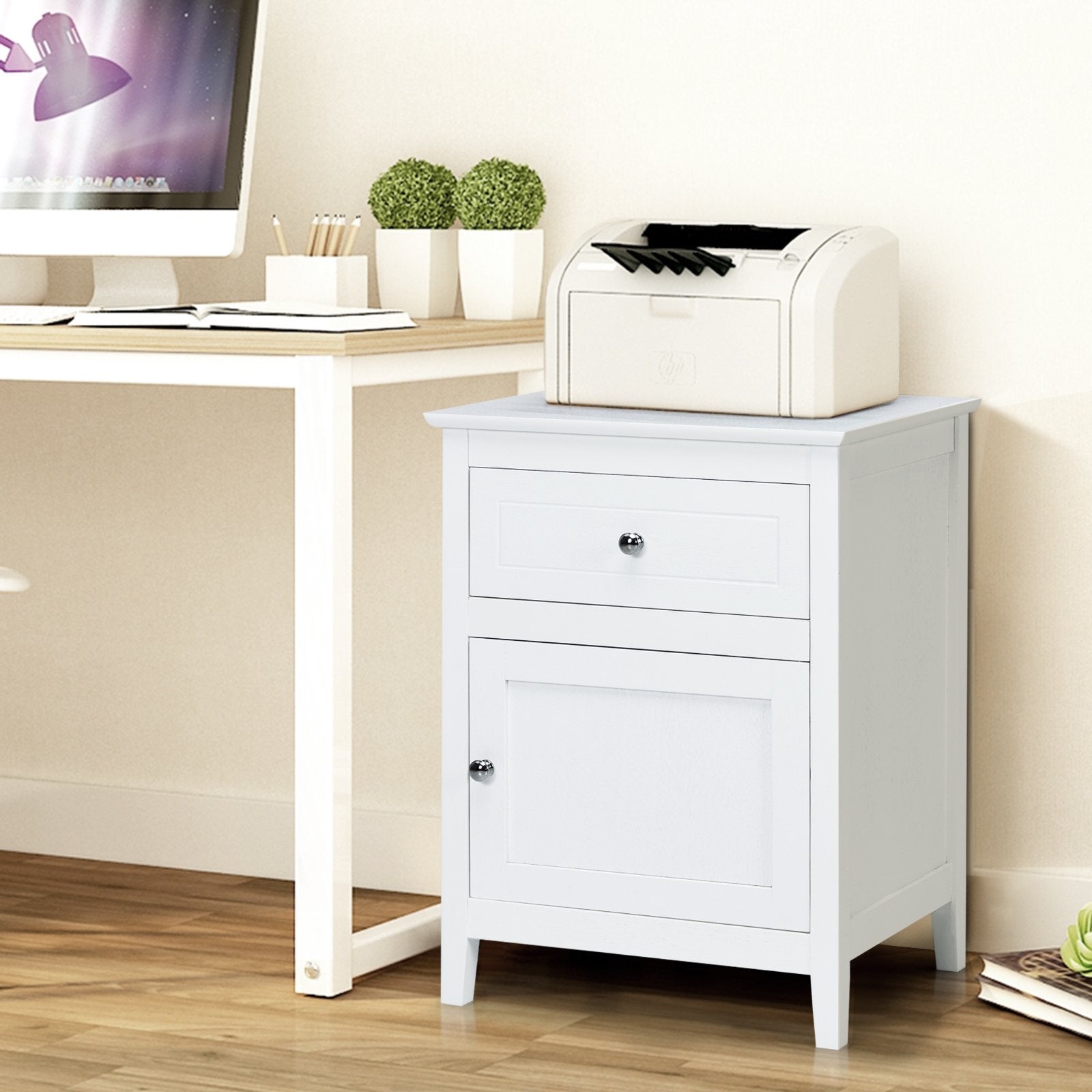 2-Tier Accent Table with Spacious Tabletop, White Nightstands   at Gallery Canada