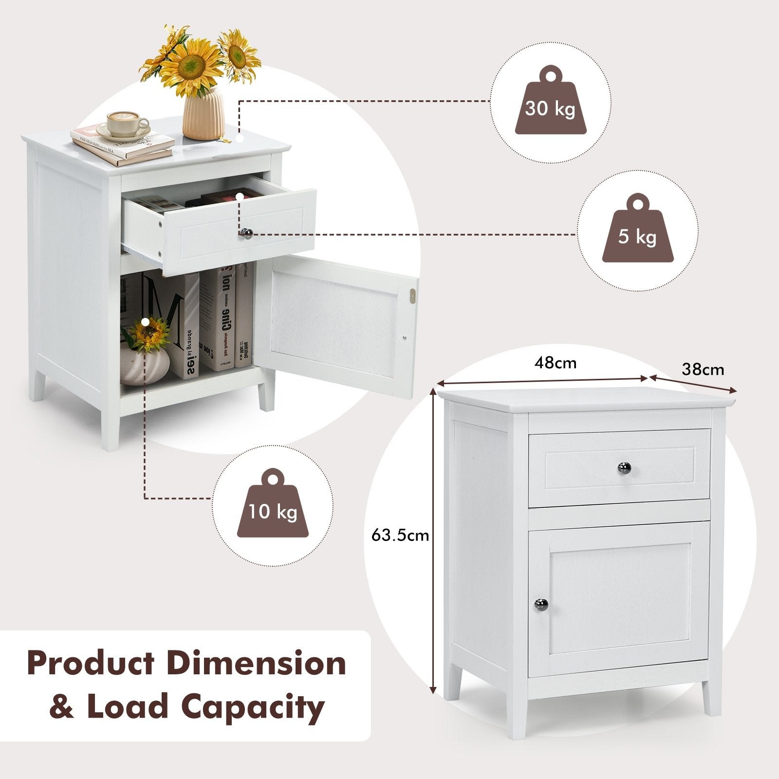 2-Tier Accent Table with Spacious Tabletop, White Nightstands   at Gallery Canada