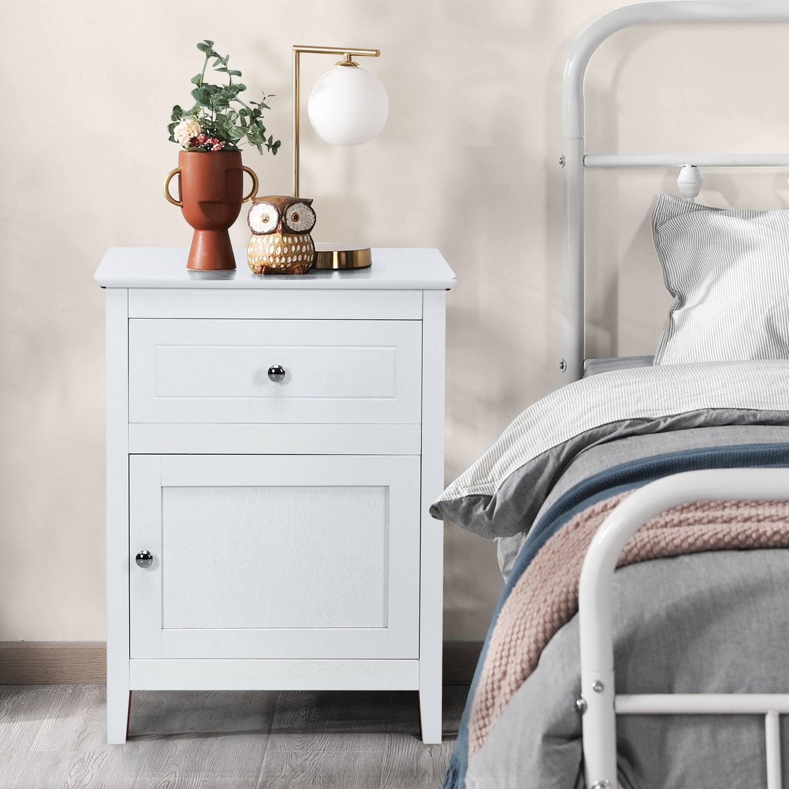 2-Tier Accent Table with Spacious Tabletop, White Nightstands   at Gallery Canada