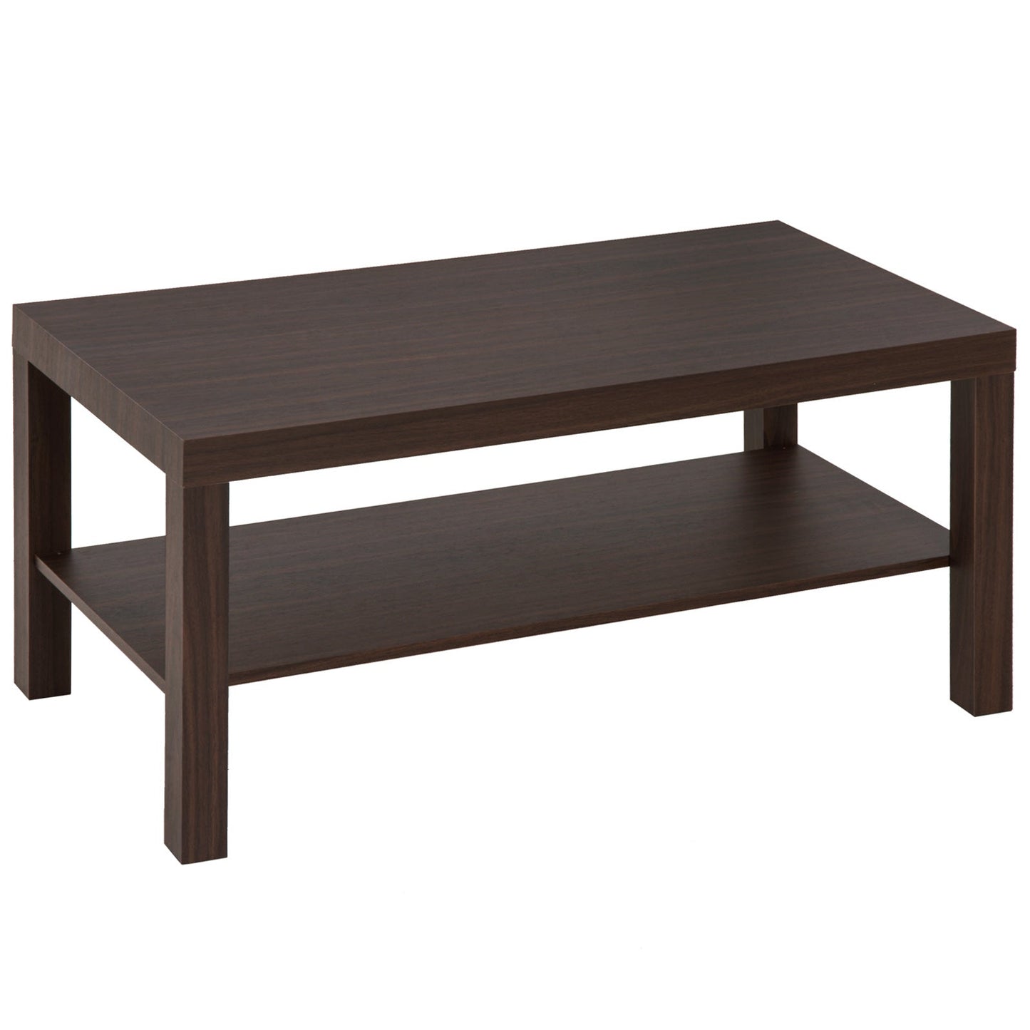 2 Tier Coffee Table with Storage Shelf, Rectangular Center Table for Living Room, Home Office Furniture Walnut Coffee Tables Walnut  at Gallery Canada