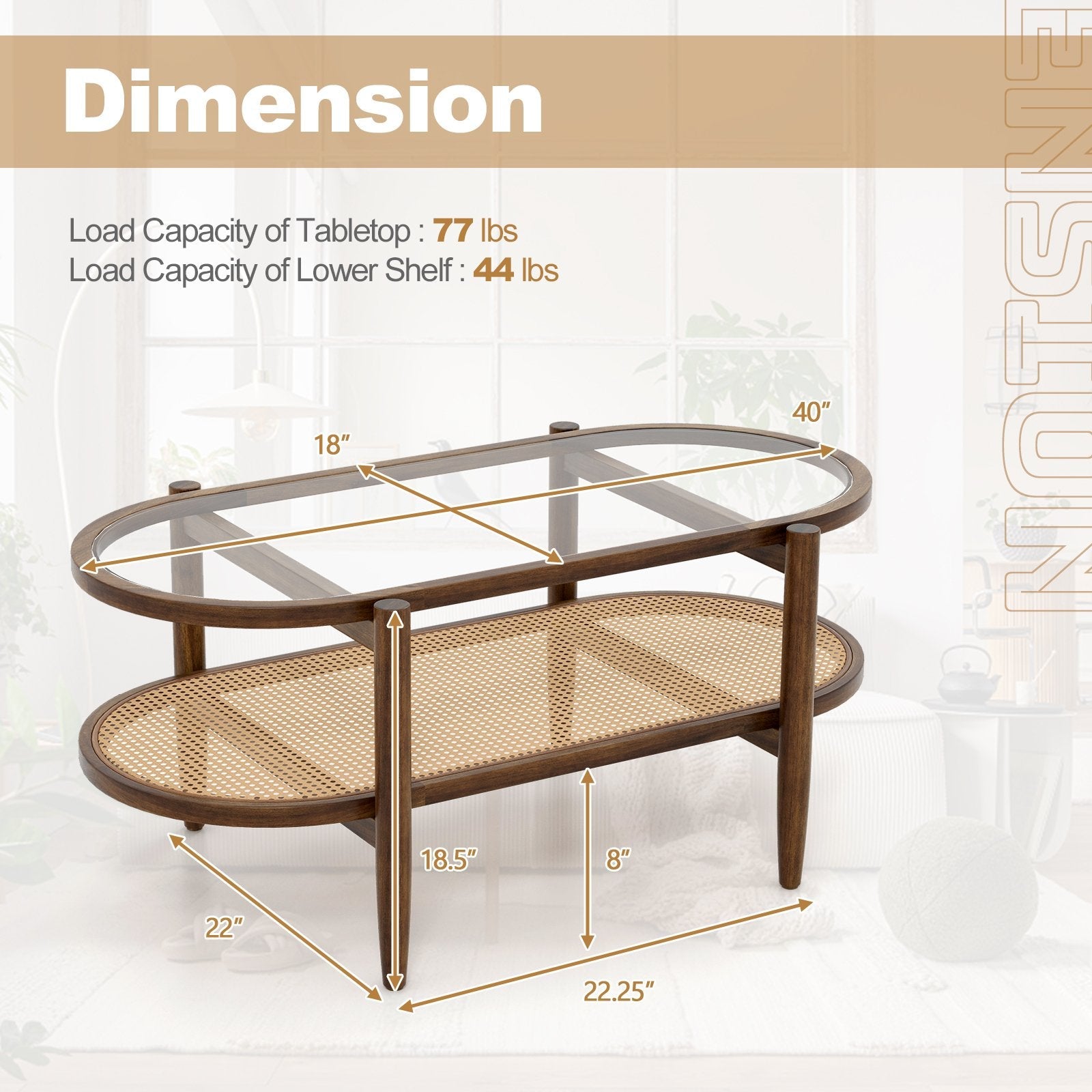 2-Tier Coffee Table with Tempered Glass Tabletop and Acacia Wood Frame, Natural Coffee Tables   at Gallery Canada