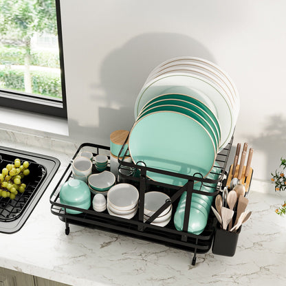 2-Tier Collapsible Dish Rack with Removable Drip Tray, Black Dish Racks   at Gallery Canada