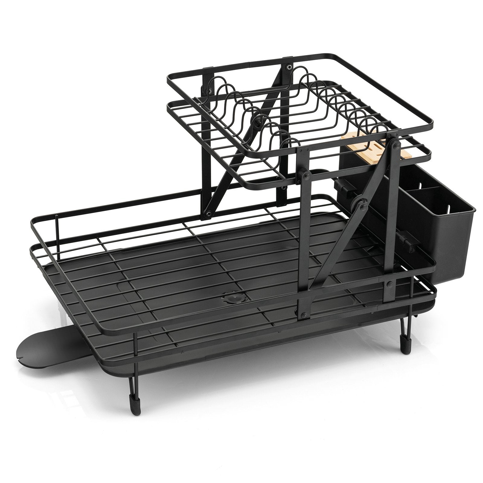 2-Tier Collapsible Dish Rack with Removable Drip Tray, Black Dish Racks   at Gallery Canada