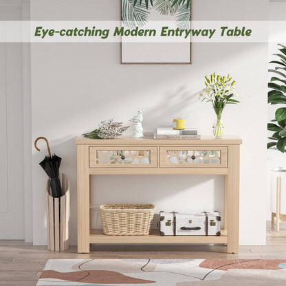 2-Tier Console Table with Drawers and Open Storage Shelf, Natural Console Tables   at Gallery Canada