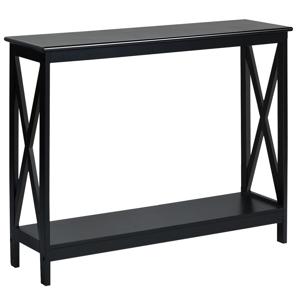 2-Tier Console X-Design Sofa Side Accent Table, Black Console Tables   at Gallery Canada