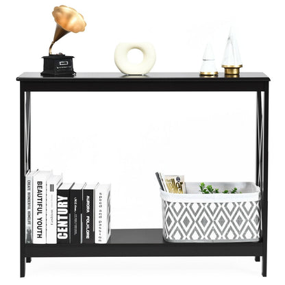 2-Tier Console X-Design Sofa Side Accent Table, Black Console Tables   at Gallery Canada