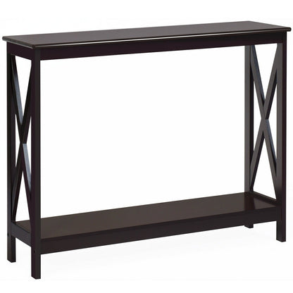 2-Tier Console X-Design Sofa Side Accent Table, Dark Brown Console Tables   at Gallery Canada