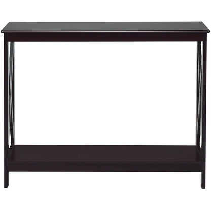 2-Tier Console X-Design Sofa Side Accent Table, Dark Brown Console Tables   at Gallery Canada