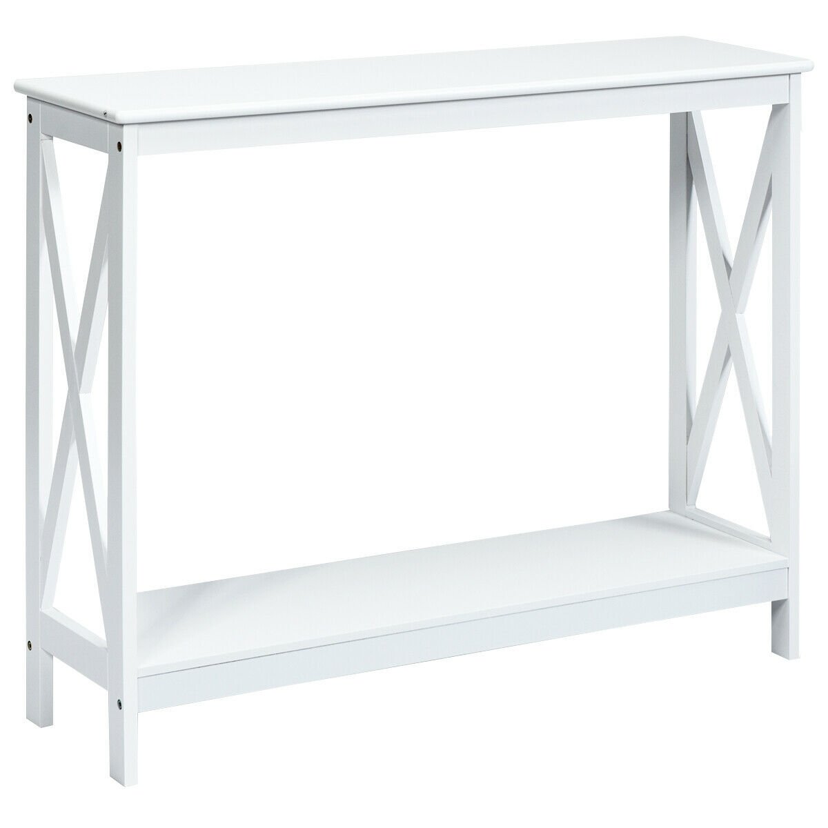 2-Tier Console X-Design Sofa Side Accent Table, White Console Tables   at Gallery Canada