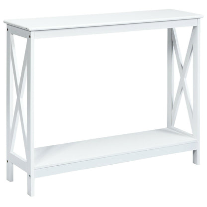 2-Tier Console X-Design Sofa Side Accent Table, White Console Tables   at Gallery Canada