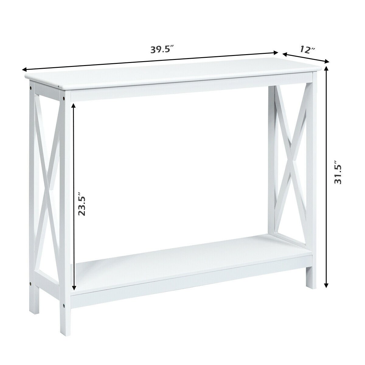 2-Tier Console X-Design Sofa Side Accent Table, White Console Tables   at Gallery Canada