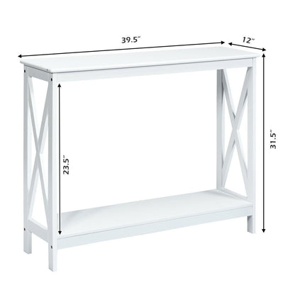 2-Tier Console X-Design Sofa Side Accent Table, White Console Tables   at Gallery Canada