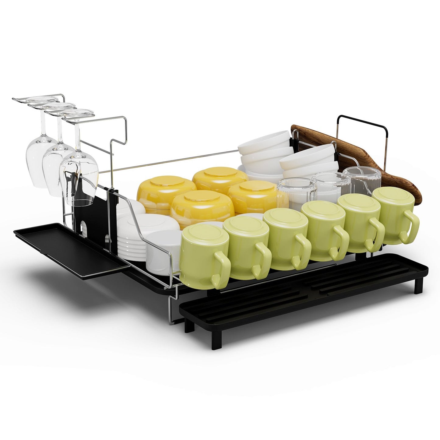 2-Tier Detachable Dish Drying Rack with Cutlery Holder, Black Dish Racks   at Gallery Canada