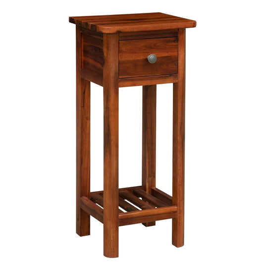 2 Tier End Bedside Table with Drawer Shelf, Brown Nightstands Brown  at Gallery Canada