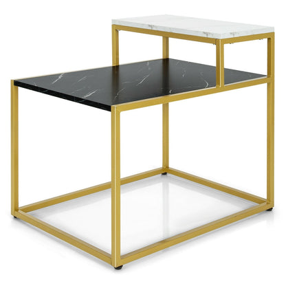 2 Tier End Side Table with  Metal Frame and Storage Shelf for Living Room, White End & Side Tables   at Gallery Canada