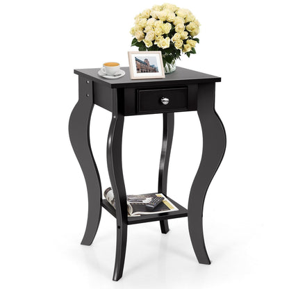 2-Tier End Table with Drawer and Shelf for Living Room Bedroom, Black End & Side Tables   at Gallery Canada