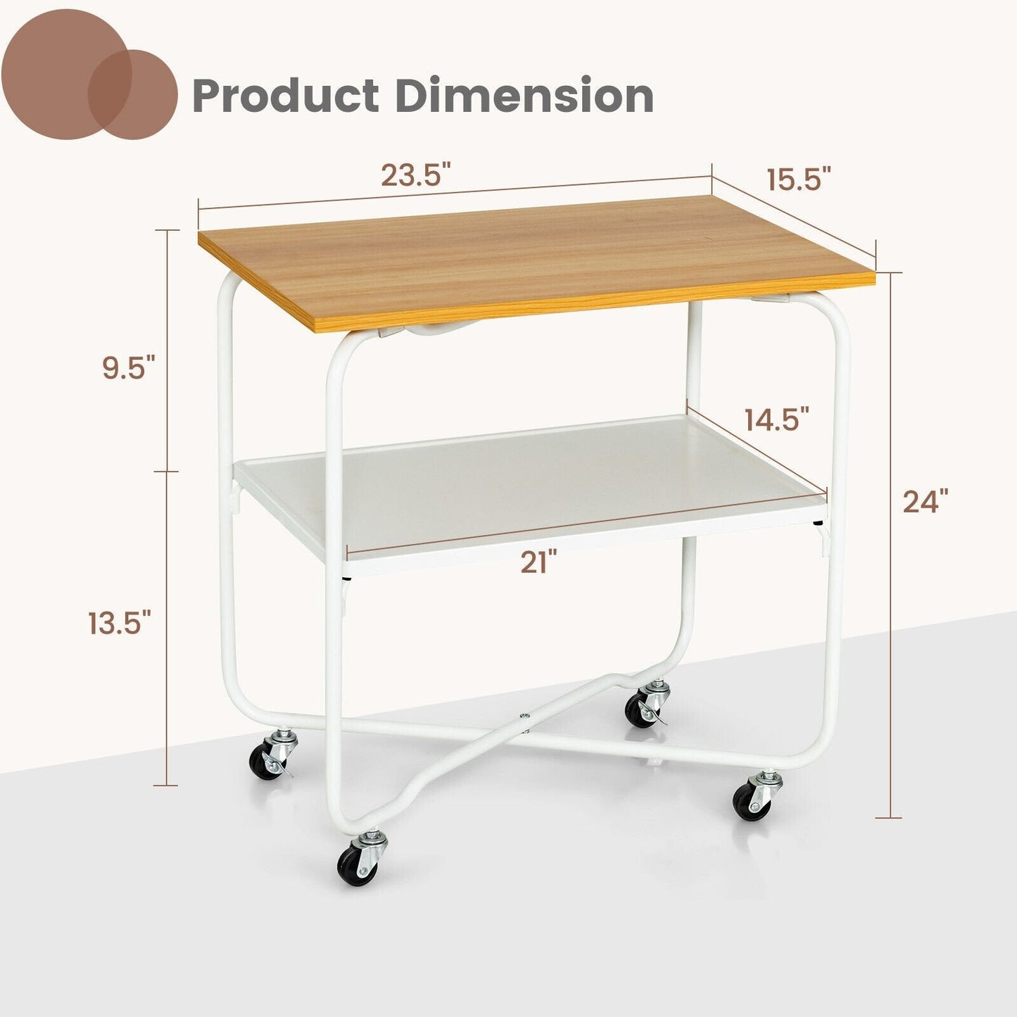 2-Tier End Table with Metal Storage Shelf and Foldable Frame, Natural End & Side Tables   at Gallery Canada