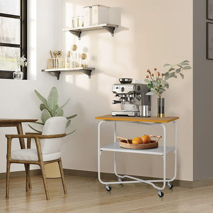 2-Tier End Table with Metal Storage Shelf and Foldable Frame, Natural End & Side Tables   at Gallery Canada