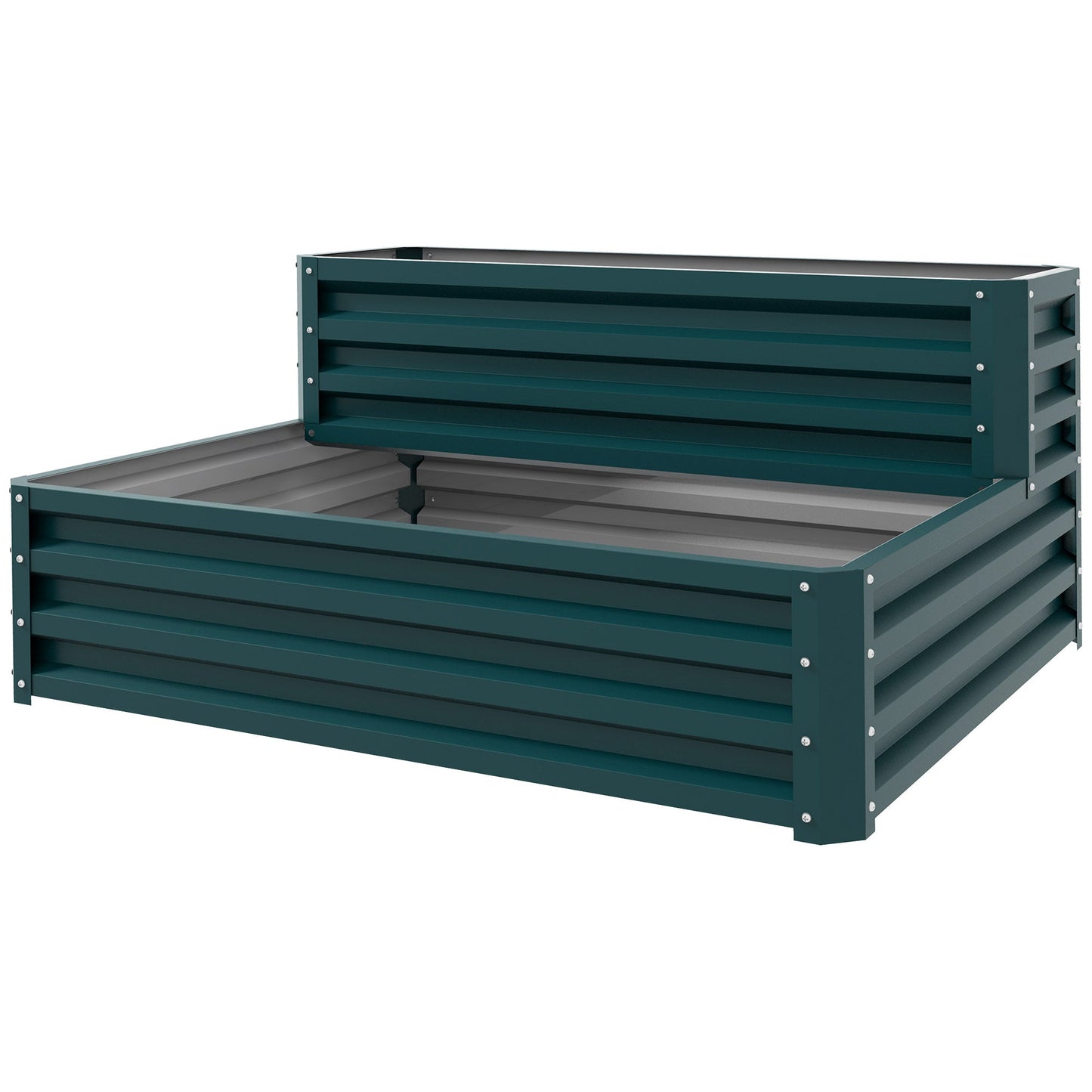 2 Tier Galvanized Raised Garden Bed, Steel Planter Box for Vegetables Flowers Herbs, 47" x 40" x 23", Green Raised Garden Beds Green  at Gallery Canada