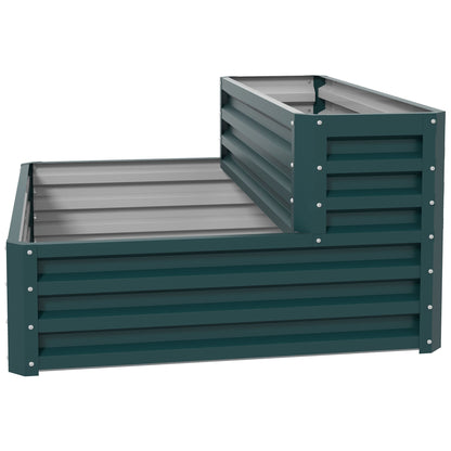 2 Tier Galvanized Raised Garden Bed, Steel Planter Box for Vegetables Flowers Herbs, 47" x 40" x 23", Green Raised Garden Beds   at Gallery Canada