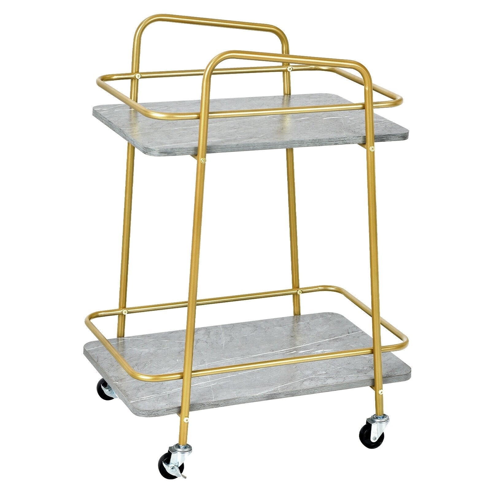 2-tier Kitchen Rolling Cart with Steel Frame and Lockable Casters, Gray Kitchen Islands & Carts   at Gallery Canada